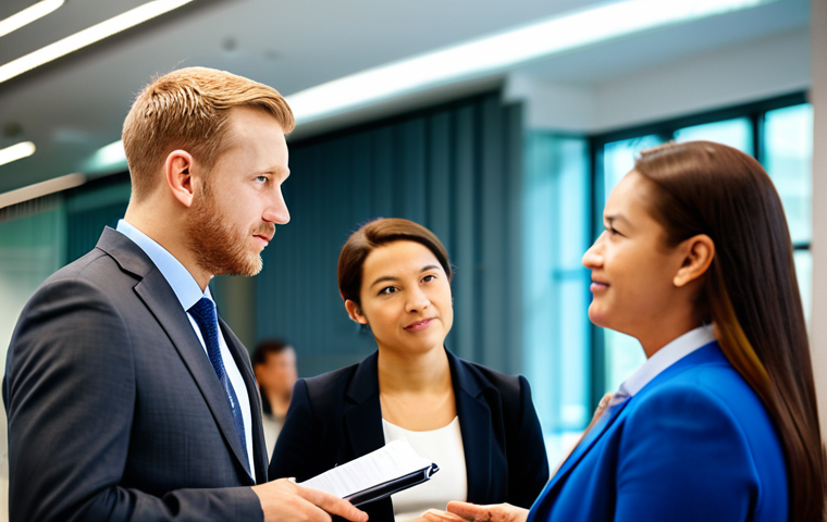 A diverse group of public administration professionals, fully clothed in modest business suits and professional dress, actively participating in a networking event in a modern, well-lit conference hall. They are engaged in professional conversations and collaborative discussions, with natural poses and correct proportions. The background shows blurred figures and subtle conference branding. High quality professional photography, crisp focus, natural lighting, safe for work, appropriate content, professional, perfect anatomy, well-formed hands, proper finger count, natural body proportions.