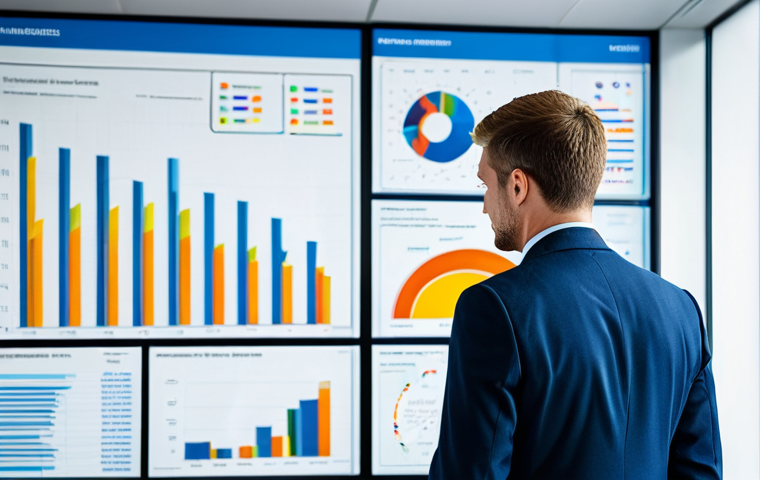 A professional public administrator in a modest business suit, standing in a bright, modern government office. The administrator is looking thoughtfully at a large interactive data display showing clear, abstract charts and graphs, symbolizing data-driven decision-making and public sector innovation. The environment is sleek, technologically advanced, and filled with natural light. The overall atmosphere is one of focused progress and forward-thinking. fully clothed, appropriate attire, safe for work, perfect anatomy, correct proportions, natural pose, well-formed hands, proper finger count, natural body proportions, professional photography, high quality, professional, family-friendly, appropriate content.